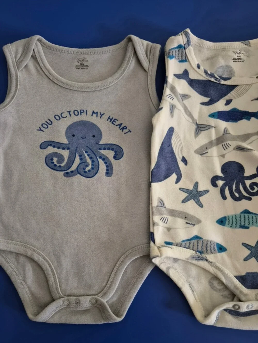 Touched By Nature Set Of 5 Ocean-Themed Sleeveless Bodysuits 18 Months